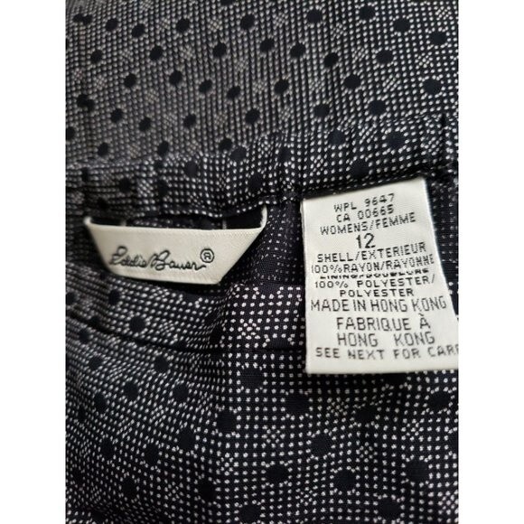 Vintage Eddie Bauer Straight Split Midi Skirt Black with White Pattern Size 12 - Picture 3 of 7